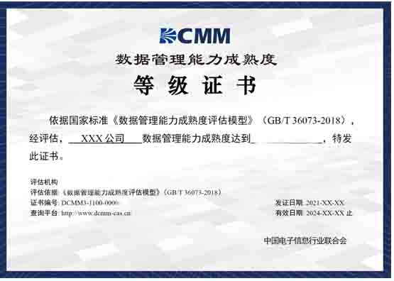 DCMM认证咨询（数据管理能力成熟度评估模型）一级 二级 三级 四级 五级